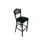 Eagle Series Barstool, Supports Up to 300 lb, 28.5" Seat Height, Black Seat, Dark Mahogany Back, Black Base