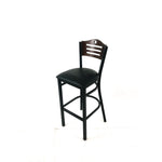Eagle Series Barstool, Supports Up to 300 lb, 28.5" Seat Height, Black Seat, Dark Walnut Back, Black Base