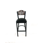 Eagle Series Barstool, Supports Up to 300 lb, 28.5" Seat Height, Black Seat, Dark Walnut Back, Black Base