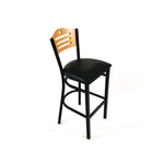 Eagle Series Barstool, Supports Up to 300 lb, 28.5" Seat Height, Black Seat, Natural Back, Black Base