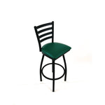Boggs Series Barstool, Supports Up to 300 lb, 30.5" Seat Height, Green Seat, Black Back, Black Base
