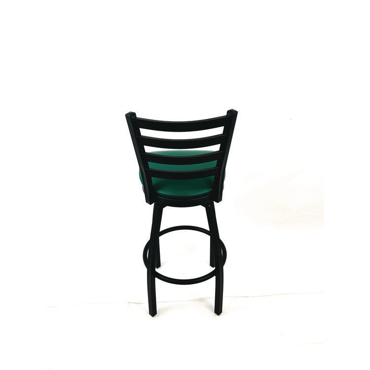 Boggs Series Barstool, Supports Up to 300 lb, 30.5" Seat Height, Green Seat, Black Back, Black Base