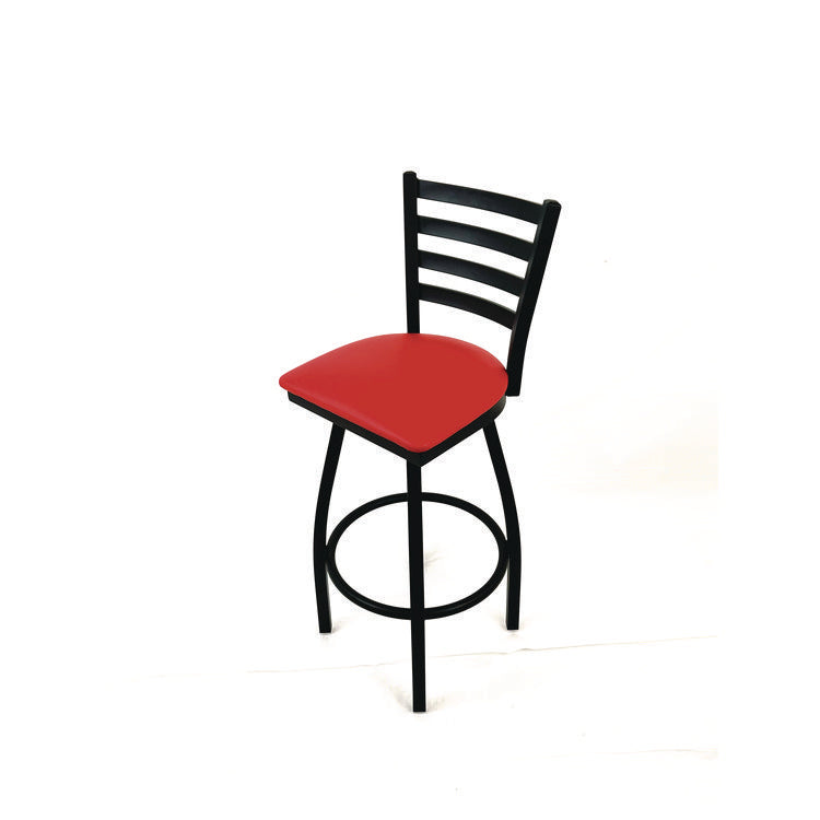 Boggs Series Barstool, Supports Up to 300 lb, 30.5" Seat Height, Red Seat, Black Back, Black Base