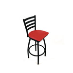 Boggs Series Barstool, Supports Up to 300 lb, 30.5" Seat Height, Red Seat, Black Back, Black Base