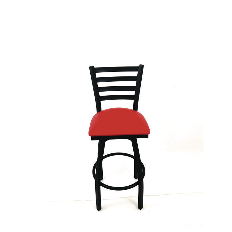 Boggs Series Barstool, Supports Up to 300 lb, 30.5" Seat Height, Red Seat, Black Back, Black Base