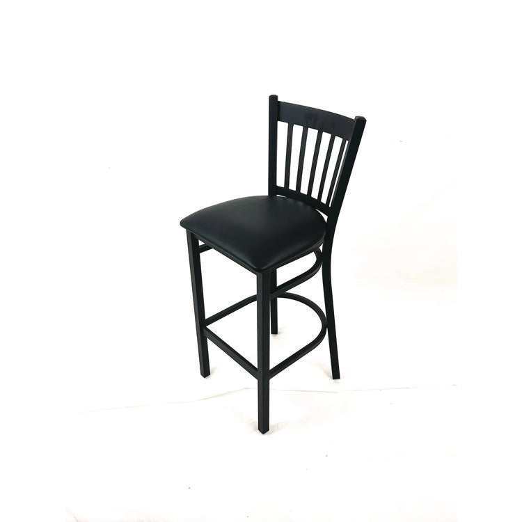 Cobra Series Barstool, Supports Up to 300 lb, 28.5" Seat Height, Black Seat, Black Back, Black Base