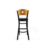 Circle Series Barstool, Supports Up to 300 lb, 28.5" Seat Height, Black Seat, Natural Back, Black Base