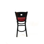 Circle Series Barstool, Supports Up to 300 lb, 28.5" Seat Height, Burgundy Seat, Dark Walnut Back, Black Base