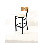 Circle Series Barstool, Supports Up to 300 lb, 28.5" Seat Height, Cream Seat, Natural Back, Black Base