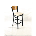 Circle Series Barstool, Supports Up to 300 lb, 28.5" Seat Height, Cream Seat, Natural Back, Black Base
