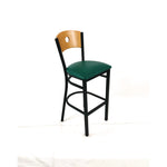 Circle Series Barstool, Supports Up to 300 lb, 28.5" Seat Height, Green Seat, Natural Back, Black Base