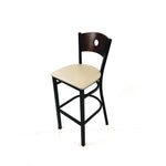 Circle Series Barstool, Supports Up to 300 lb, 28.5" Seat Height, Taupe Seat, Dark Walnut Back, Black Base
