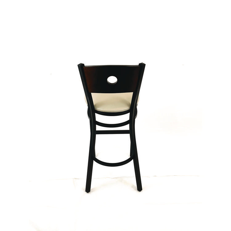 Circle Series Barstool, Supports Up to 300 lb, 28.5" Seat Height, Taupe Seat, Dark Walnut Back, Black Base