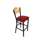Eagle Series Barstool, Supports Up to 300 lb, 28.5" Seat Height, Burgundy Seat, Natural Back, Black Base