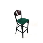 Eagle Series Barstool, Supports Up to 300 lb, 28.5" Seat Height, Green Seat, Dark Mahogany Back, Black Base
