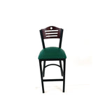Eagle Series Barstool, Supports Up to 300 lb, 28.5" Seat Height, Green Seat, Dark Mahogany Back, Black Base