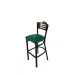 Eagle Series Barstool, Supports Up to 300 lb, 28.5" Seat Height, Green Seat, Dark Walnut Back, Black Base