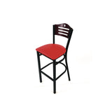 Eagle Series Barstool, Supports Up to 300 lb, 28.5" Seat Height, Red Seat, Dark Mahogany Back, Black Base