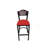 Eagle Series Barstool, Supports Up to 300 lb, 28.5" Seat Height, Red Seat, Dark Mahogany Back, Black Base
