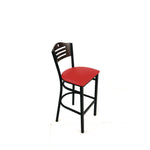 Eagle Series Barstool, Supports Up to 300 lb, 28.5" Seat Height, Red Seat, Dark Walnut Back, Black Base