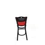 Eagle Series Barstool, Supports Up to 300 lb, 28.5" Seat Height, Red Seat, Dark Walnut Back, Black Base