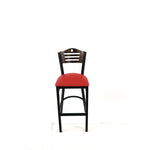 Eagle Series Barstool, Supports Up to 300 lb, 28.5" Seat Height, Red Seat, Dark Walnut Back, Black Base