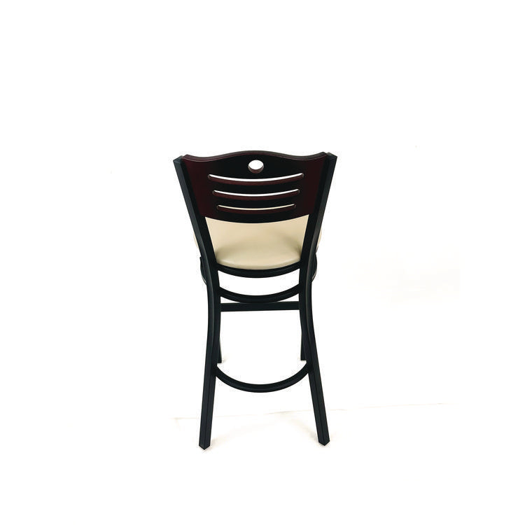 Eagle Series Barstool, Supports Up to 300 lb, 28.5" Seat Height, Taupe Seat, Dark Mahogany Back, Black Base