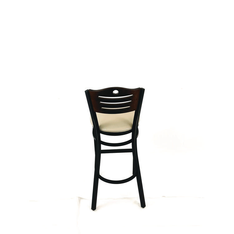 Eagle Series Barstool, Supports Up to 300 lb, 28.5" Seat Height, Taupe Seat, Dark Walnut Back, Black Base