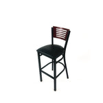 Jones River Series Barstool, Supports Up to 300 lb, 28.5" Seat Height, Black Seat, Dark Mahogany Back, Black Base