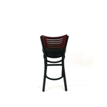 Jones River Series Barstool, Supports Up to 300 lb, 28.5" Seat Height, Black Seat, Dark Mahogany Back, Black Base