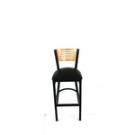 Jones River Series Barstool, Supports Up to 300 lb, 28.5" Seat Height, Black Seat, Natural Back, Black Base