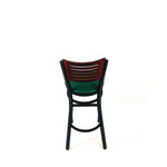 Jones River Series Barstool, Supports Up to 300 lb, 28.5" Seat Height, Green Seat, Dark Mahogany Back, Black Base