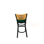 Jones River Series Barstool, Supports Up to 300 lb, 28.5" Seat Height, Green Seat, Natural Back, Black Base