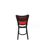 Jones River Series Barstool, Supports Up to 300 lb, 28.5" Seat Height, Red Seat, Dark Mahogany Back, Black Base