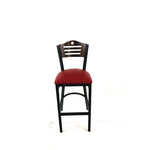Eagle Series Barstool, Supports Up to 300 lb, 28.5" Seat Height, Burgundy Seat, Dark Walnut Back, Black Base