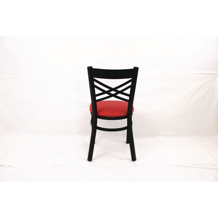X Series Chair, Supports Up to 300 lb, 18" Seat Height, Red Seat, Black Back, Black Base