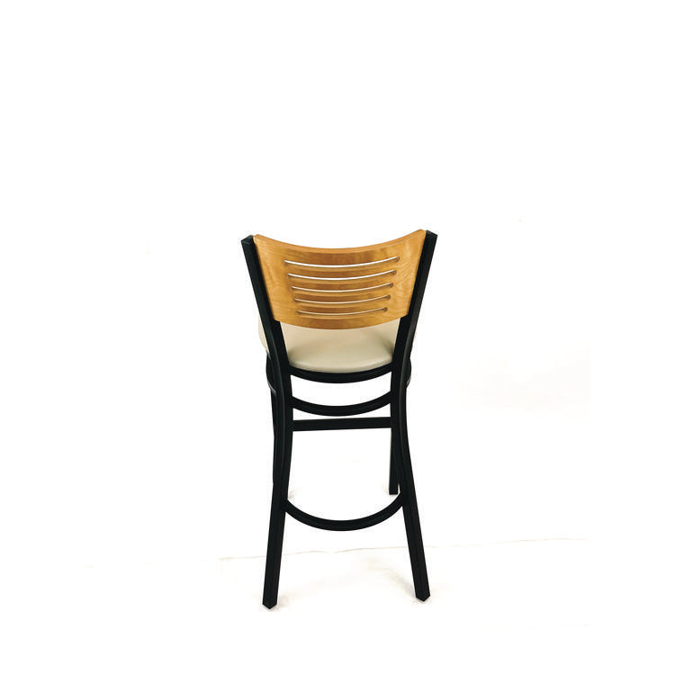 Jones River Series Barstool, Supports Up to 300 lb, 28.5" Seat Height, Taupe Seat, Natural Back, Black Base
