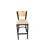 Jones River Series Barstool, Supports Up to 300 lb, 28.5" Seat Height, Taupe Seat, Natural Back, Black Base