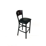 Liberty Series Barstool, Supports Up to 300 lb, 28.5" Seat Height, Black Seat, Dark Mahogany Back, Black Base