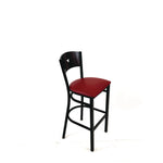 Liberty Series Barstool, Supports Up to 300 lb, 28.5" Seat Height, Burgundy Seat, Dark Mahogany Back, Black Base