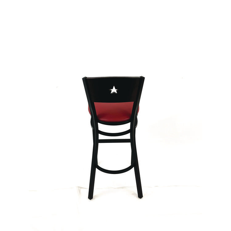 Liberty Series Barstool, Supports Up to 300 lb, 28.5" Seat Height, Burgundy Seat, Dark Mahogany Back, Black Base