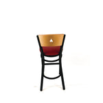 Liberty Series Barstool, Supports Up to 300 lb, 28.5" Seat Height, Burgundy Seat, Natural Back, Black Base