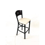 Liberty Series Barstool, Supports Up to 300 lb, 28.5" Seat Height, Cream Seat, Dark Mahogany Back, Black Base