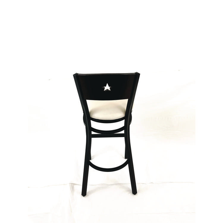 Liberty Series Barstool, Supports Up to 300 lb, 28.5" Seat Height, Cream Seat, Dark Mahogany Back, Black Base