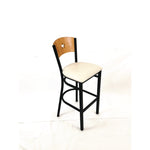 Liberty Series Barstool, Supports Up to 300 lb, 28.5" Seat Height, Cream Seat, Natural Back, Black Base