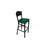 Liberty Series Barstool, Supports Up to 300 lb, 28.5" Seat Height, Green Seat, Dark Mahogany Back, Black Base