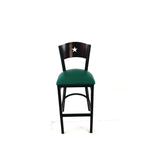 Liberty Series Barstool, Supports Up to 300 lb, 28.5" Seat Height, Green Seat, Dark Mahogany Back, Black Base