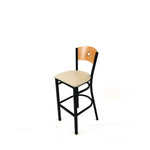 Liberty Series Barstool, Supports Up to 300 lb, 28.5" Seat Height, Taupe Seat, Natural Back, Black Base