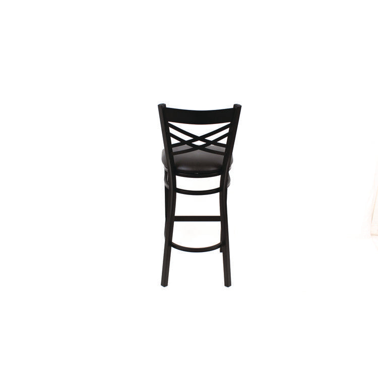 X Series Barstool, Supports Up to 300 lb, 29.5" Seat Height, Black Seat, Black Back, Black Base