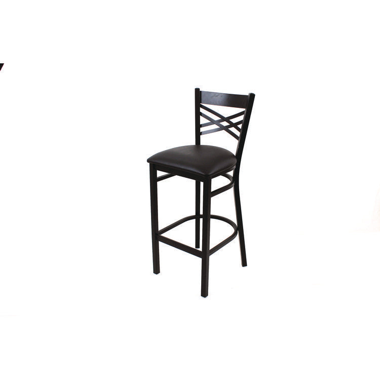 X Series Barstool, Supports Up to 300 lb, 29.5" Seat Height, Black Seat, Black Back, Black Base